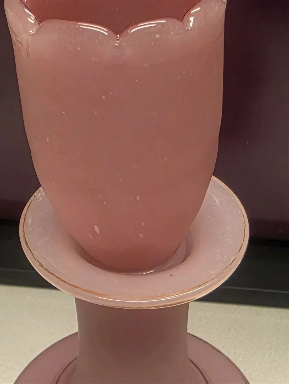 Antique Pink Opaline Glass Decanter. Genie Bottle